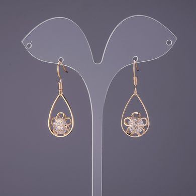 Сережки "Ітаоляо" Краплі з кристалами d-14мм L-31мм колір золото купити біжутерію дешево в інтернеті