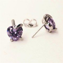 Сережки Xuping пусети кульчики Серце з каменем колір світло бузковий d-11х9мм родій