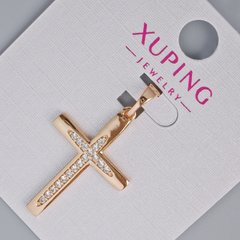 Кулон "Хрест" Xuping з білими стразами d-27х18мм+ - L-32мм+- позолота 18К купити біжутерію дешево в інтернеті