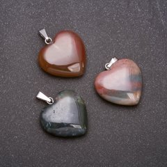 Кулон "Серце" з натурального каменю Моховий Агат 28х19х19мм (+-) купити біжутерію дешево в інтернеті