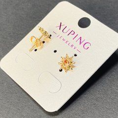 Сережки пусети кульчики Xuping з червоним кристалом 9мм+- позолота 18к