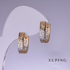 Сережки Xuping грецький візерунок 17х4,5мм родій, позолота 18к купити біжутерію дешево в інтернеті