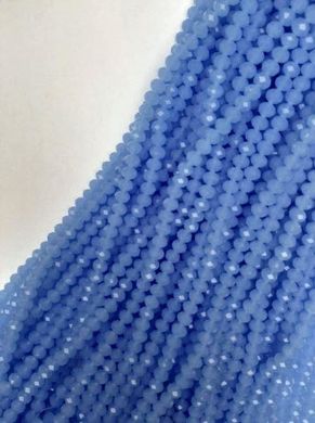 Намистини Чеський Кришталь на волосіні блакитне матове гранований рондель d-8х6мм + - L-41см + - купити