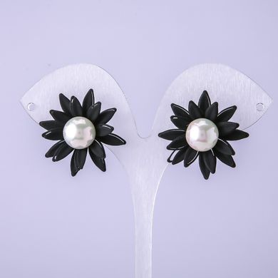 Сережки пусети Чорний Квітка d-28мм купити біжутерію дешево в інтернеті
