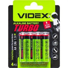 Від 12 шт. Батарейка Videx LR06 / AA 4pcs Alkaline TURBO купити дешево в інтернет-магазині