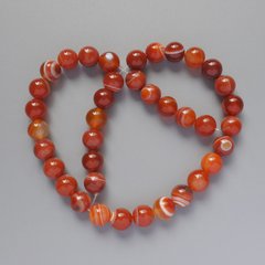 Намистини Агат помаранчевий натуральний камінь гладка кулька d-10мм+- L-38см + - на волосіні купити біжутерію