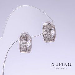 Сережки Xuping з білими стазами L-15мм s-6мм родій