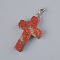 Кулон "Хрест" Червона Яшма натуральний камінь d-25х18мм+- L-34мм+- купити біжутерію дешево в інтернеті