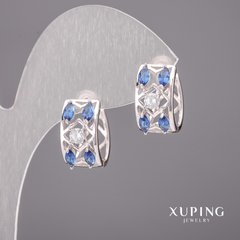 Сережки Xuping з синіми каменями 5х12мм Родій купити біжутерію дешево в інтернеті