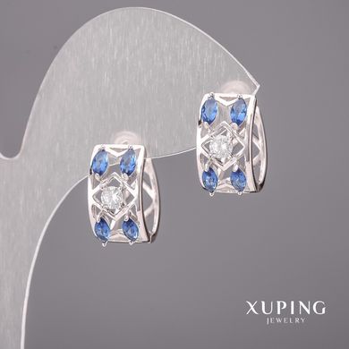 Сережки Xuping з синіми каменями 5х12мм Родій купити біжутерію дешево в інтернеті
