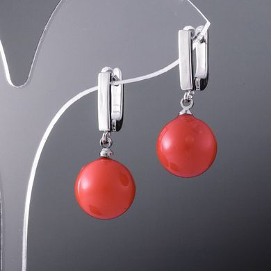 Сережки Елегант Майорка помаранчева кулька 12мм англ. застібка купити біжутерію дешево в інтернеті