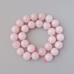 Намистини Рожевий Кварц натуральний камінь гладка кулька d-14мм + - L-39см + - на нитці купити біжутерію