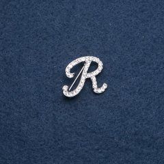 Брошка ініціал буква "R" 26х26мм колір металу "срібло"