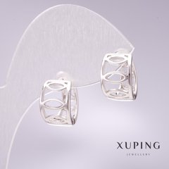 Сережки Xuping 9х13 мм родій купити біжутерію дешево в інтернеті