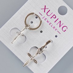 Сережки "Хрест" Xuping з білим кристалом d-19х11мм, L-28мм+- родій купити біжутерію дешево в інтернеті