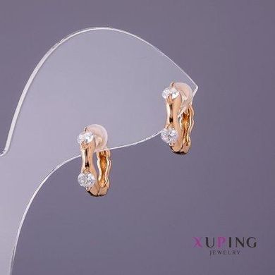 Сережки Xuping білі камені d-3,5 мм L-12мм колір золото купити біжутерію дешево в інтернеті