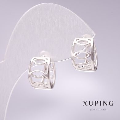 Сережки Xuping 9х13 мм родій купити біжутерію дешево в інтернеті