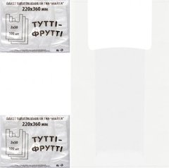 Від 100 шт. Пакет поліетиленовий майка "Тутті-фрутті" №1 купити дешево в інтернет-магазині