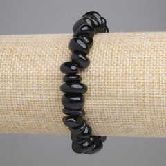 Браслет Сріблястий Обсидіан галтівка 8-13х4-6мм+- L- 18см +- стрейч