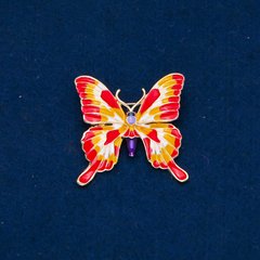 Брошка Метелики золотистий метал, емаль 36х36мм + - купити біжутерію дешево в інтернеті