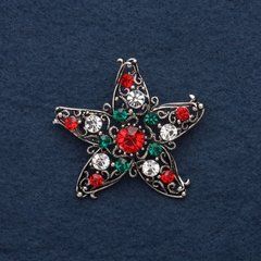 Брошка Акцент 5см+- різнокольорові стрази сріблястий метал