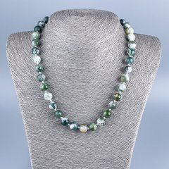 Намисто з натурального каміння Моховий Агат гладка кулька d-10мм L-48см +-