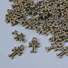 Фурнітура підвіска "Хрест" d-11х6мм, d-отвору 1,3мм, фас. 70шт+- бронзовий колір металу купити біжутерію