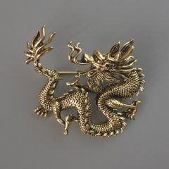 Брошка кулон Дракон золотистий метал 44х37мм купити біжутерію дешево в інтернеті