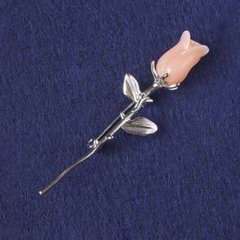 Брошка Троянда бежевий пластик, сріблястий метал 65х19мм+- купити біжутерію дешево в інтернеті