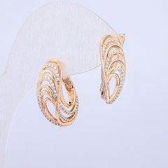 Сережки Xuping Позолота 18К з білими стразами d-23х8мм + -