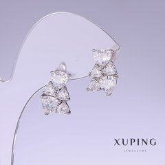 Сережки Xuping з білими цирконами L-15мм s-10мм родій
