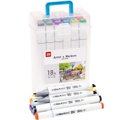 Набір скетч-маркерів 18 кольорів 820-18 в пластиковому боксі купити дешево в інтернет-магазині