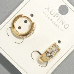 Сережки Xuping з білими стразами d-5,5х12мм+- позолота 18К та родій