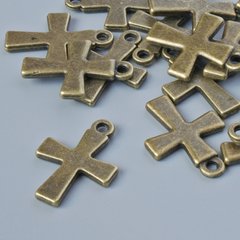 Фурнітура підвіска "Хрест" d-18,5х13мм, d-отвору 1,6мм, фас. 15шт+- бронзовий колір металу купити біжутерію