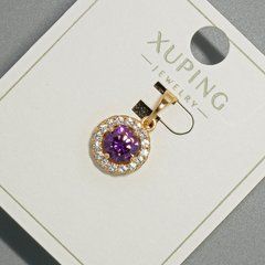 Кулон Xuping з фіолетовим кристалом та білими стразами d-10,5мм+ - L-18,5мм+- позолота 18К