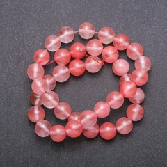 Намистини натуральний камінь Халцедон рожевий на нитці кулька d-10 (+ -) мм L-36см купити біжутерію дешево в