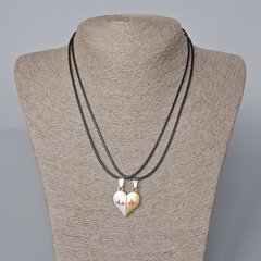 Парні кулони "Серце" на магніті, біла, червона та золотиста емаль 24х22мм + - L-45-50см+- купити біжутерію