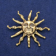 Брошка Кулон Сонце 53х62мм, золотистий метал купити біжутерію дешево в інтернеті