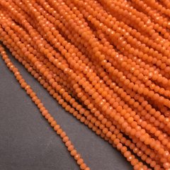 Намистини Чеський Кришталь на волосіні морквяне матове гранований рондель d-3х2,5мм + - L-36-38см + - купити