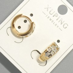Сережки Xuping з білими стразами d-5,5х12мм+- позолота 18К та родій купити біжутерію дешево в інтернеті