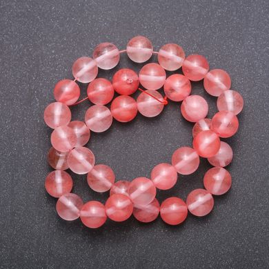 Намистини натуральний камінь Халцедон рожевий на нитці кулька d-10 (+ -) мм L-36см купити біжутерію дешево в
