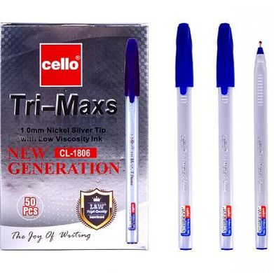 Від 50 шт. Ручка масляна "Tri-Maxs" Cello CL1806-50 синя купити дешево в інтернет-магазині
