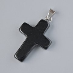 Кулон "Хрест" Агат чорний натуральний камінь d-25х18мм+- L-34мм+- купити біжутерію дешево в інтернеті
