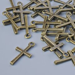 Фурнітура підвіска "Хрест" d-18х10мм, d-отвору 1,3мм, фас. 30шт+- бронзовий колір металу купити біжутерію