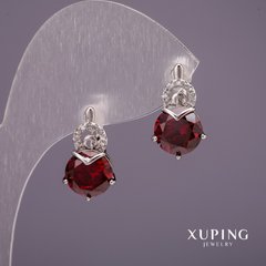 Сережки Xuping з камінням колір червоний 18х10мм родій купити біжутерію дешево в інтернеті