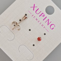 Сережки пусети Xuping з червоним кристалом d-3,5мм+- Родій купити біжутерію дешево в інтернеті