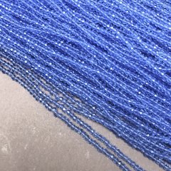 Намистини Чеський Кришталь на волосіні світло-синє прозоре гранований рондель d-3х2,5мм + - L-36-38см + -
