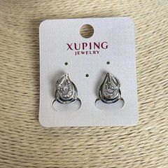 Сережки Xuping Родій з білими стразами 10х6мм + -