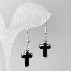 Сережки Гематит Хрест d-10х15мм+- L-35мм