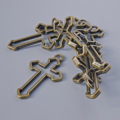 Фурнітура підвіска "Хрест" d-28,5х22мм, d-отвору 3мм, фас. 8шт+- бронзовий колір металу купити біжутерію